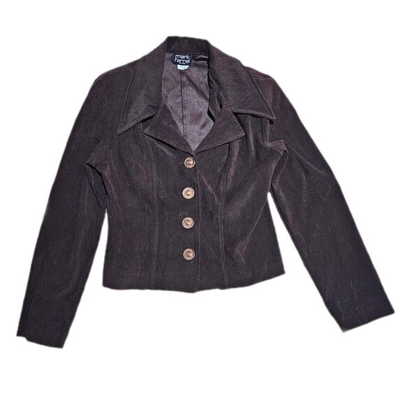 90s boho academia dark brown blazer with copper tone buttons - Picture 1 of 6